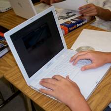 Student working on laptop